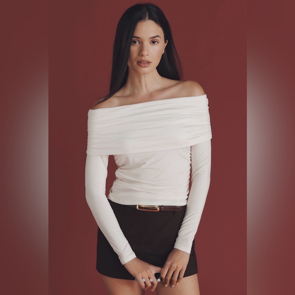 Reformation Florentina Knit Off the Shoulder Top